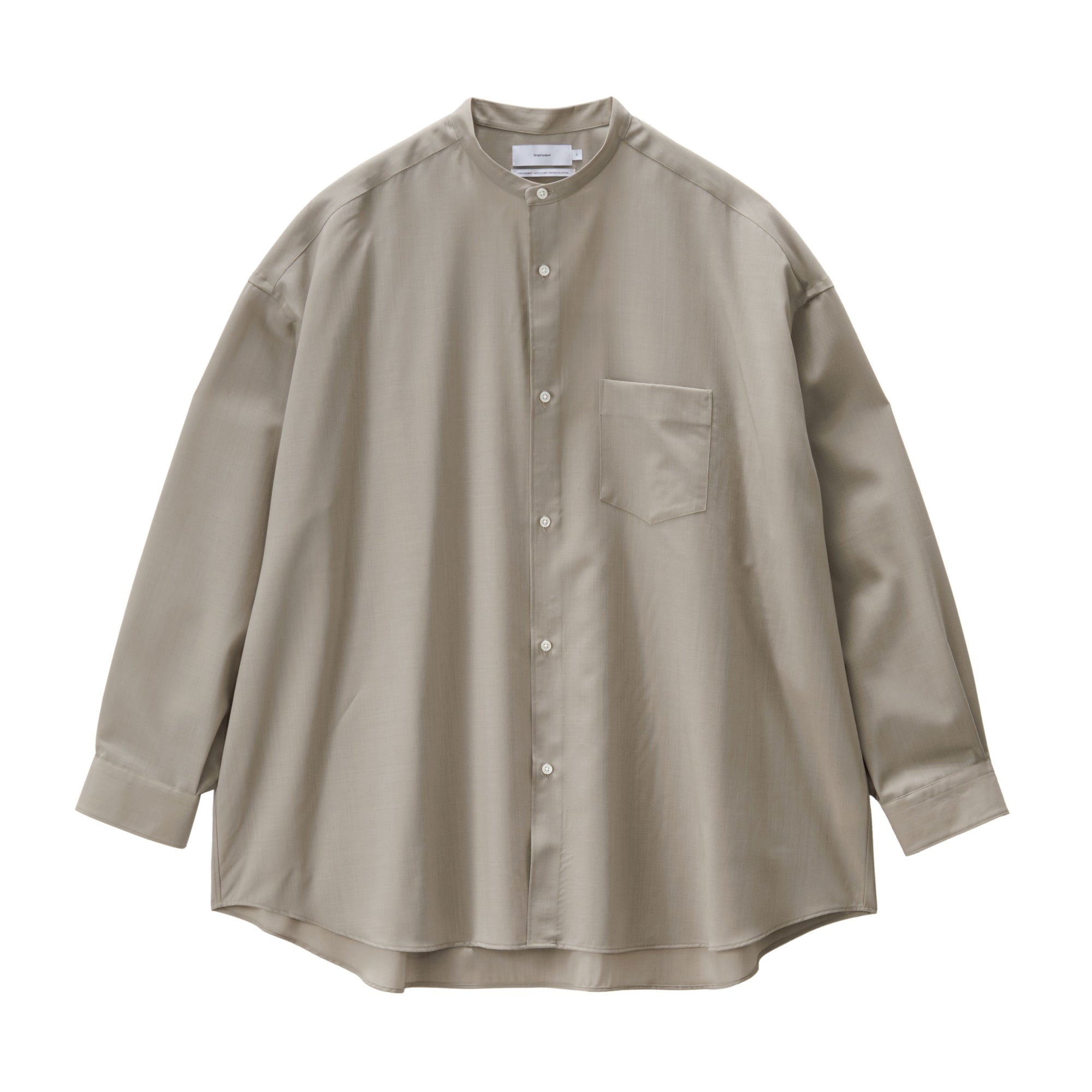 Techno Wool Tropical Oversized Band Collar Shirt