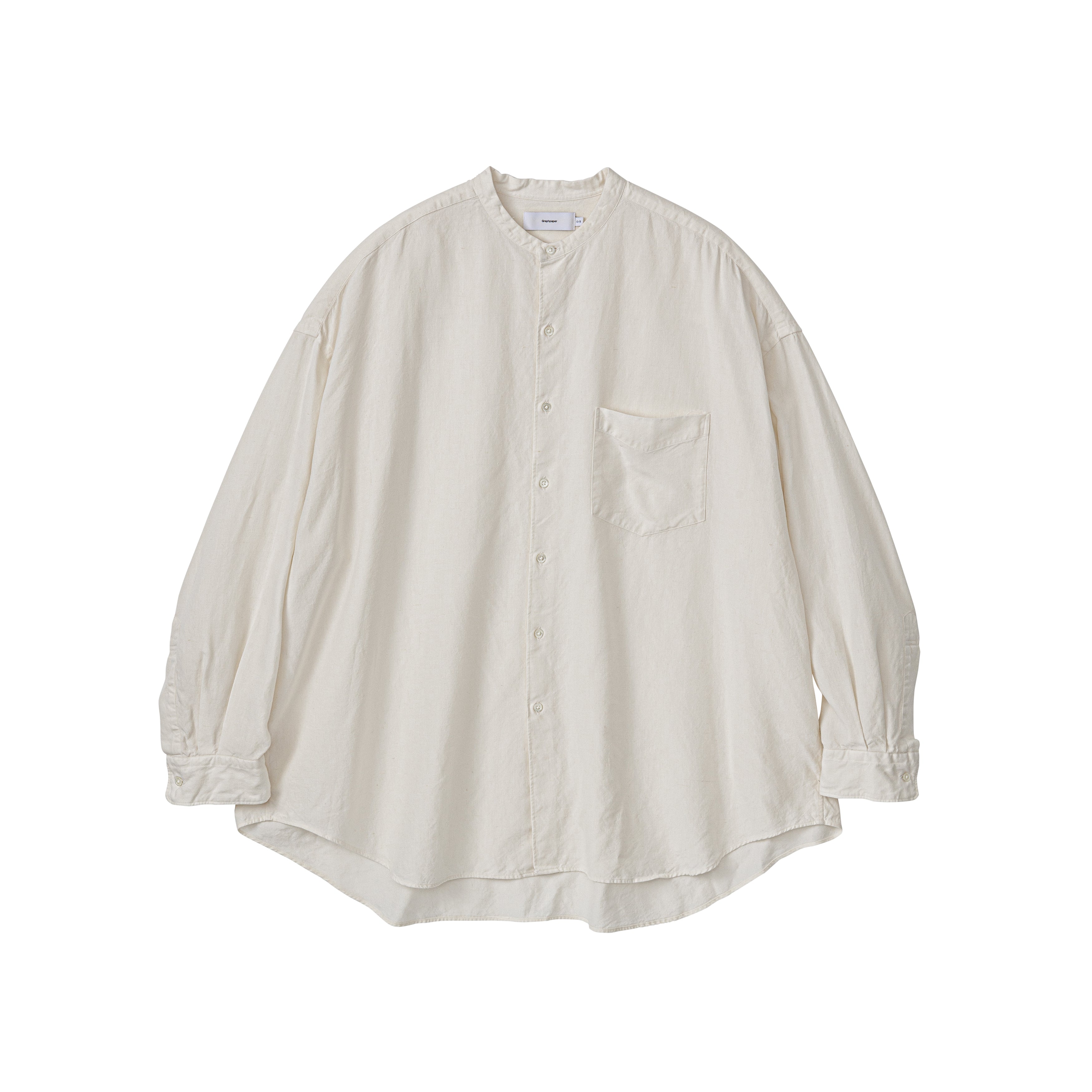 Linen Cupro L/S Oversized Band Collar Shirt – Graphpaper KYOTO ...