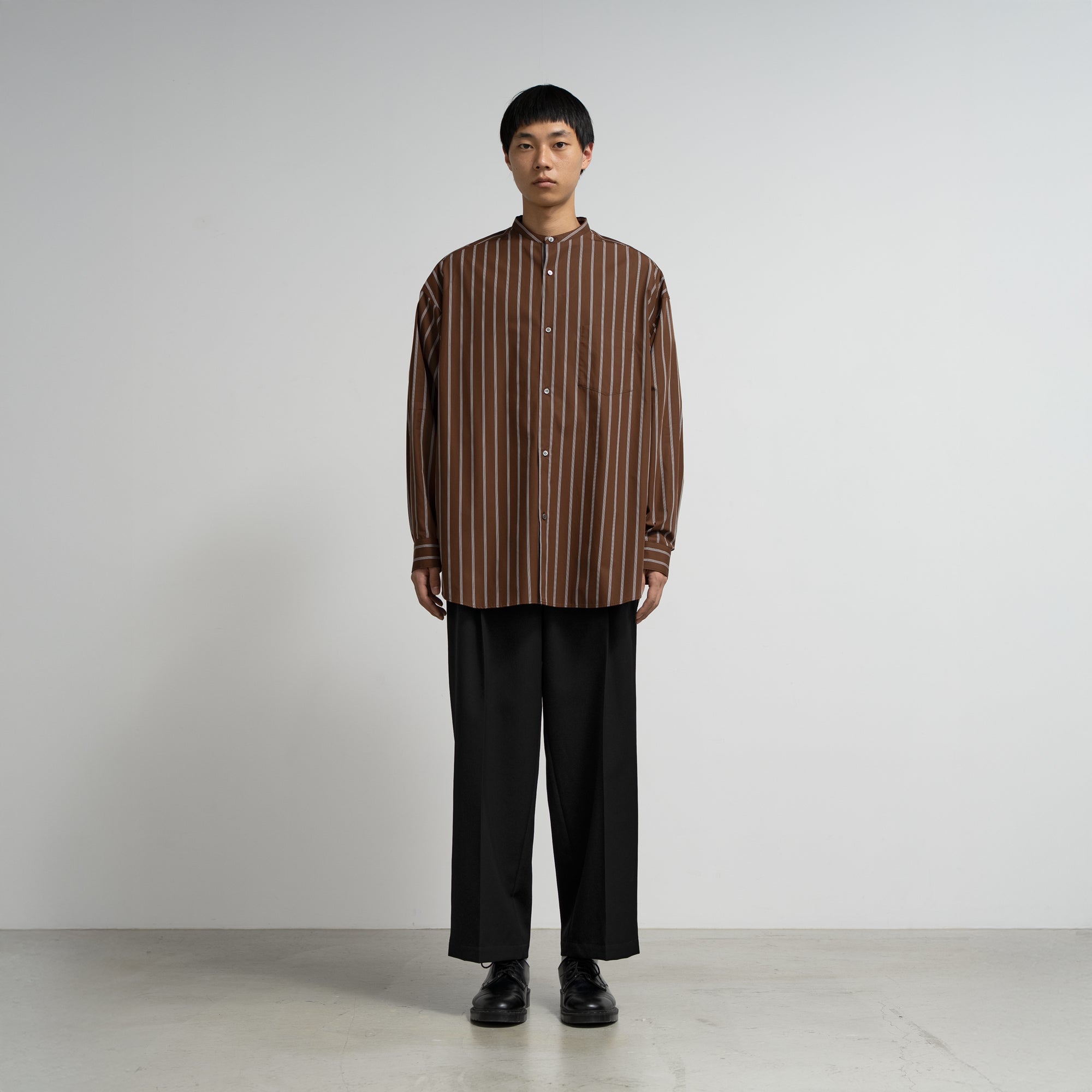 borsalino65 ページ SIDOGRAS Stripe L/S Oversized Band Collar Shirt – Graphpaper