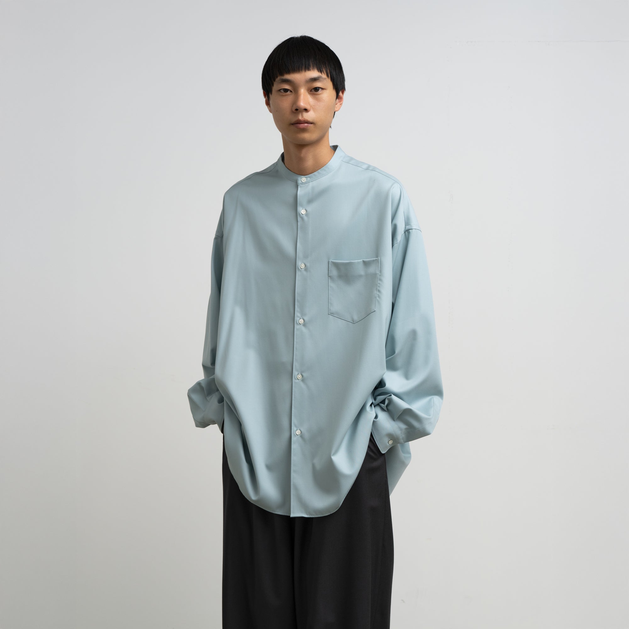 Extra Fine Wool L/S Oversized Band Collar Shirt – Graphpaper KYOTO