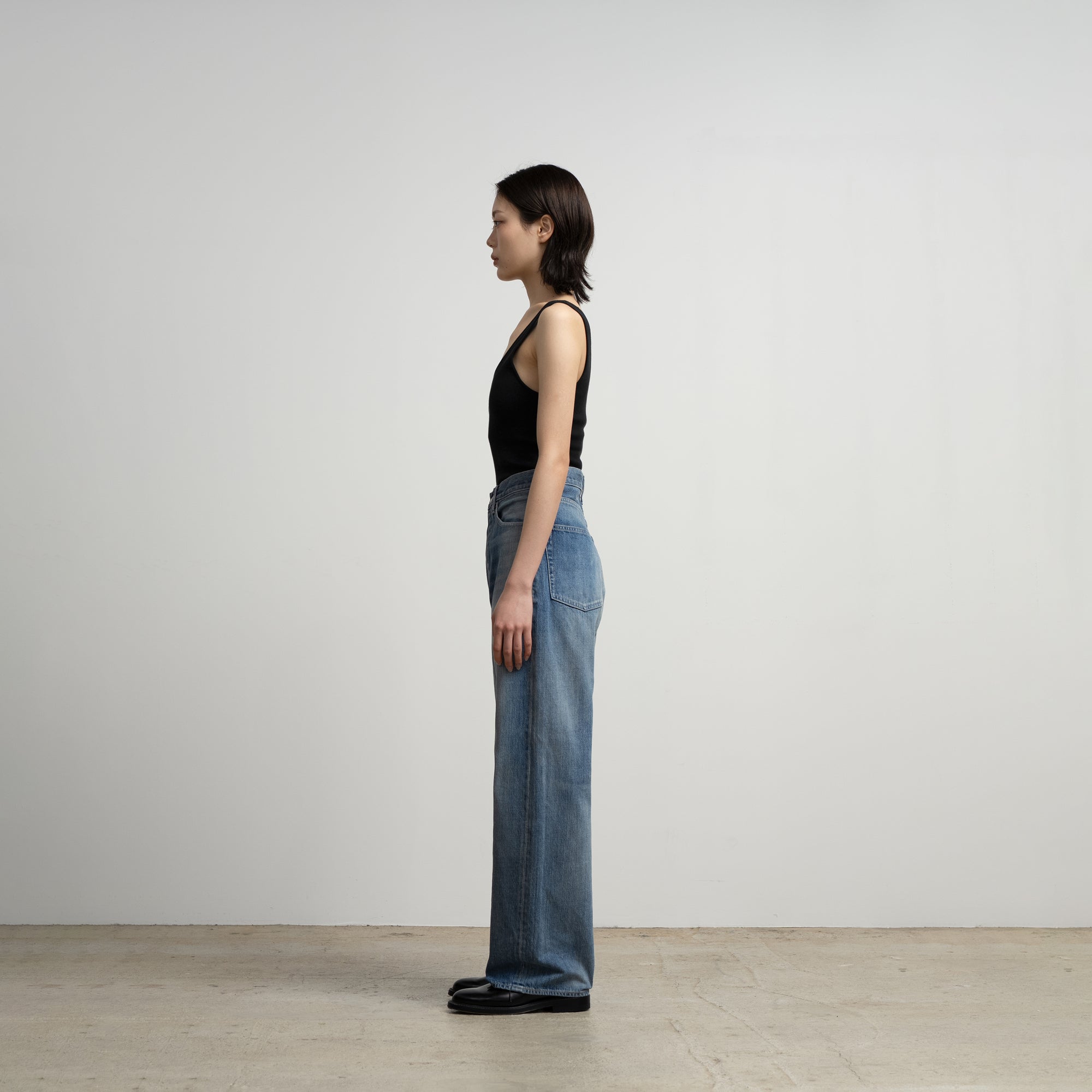 Selvage Denim Five Pocket Wide Straight Pants / LIGHT FADE