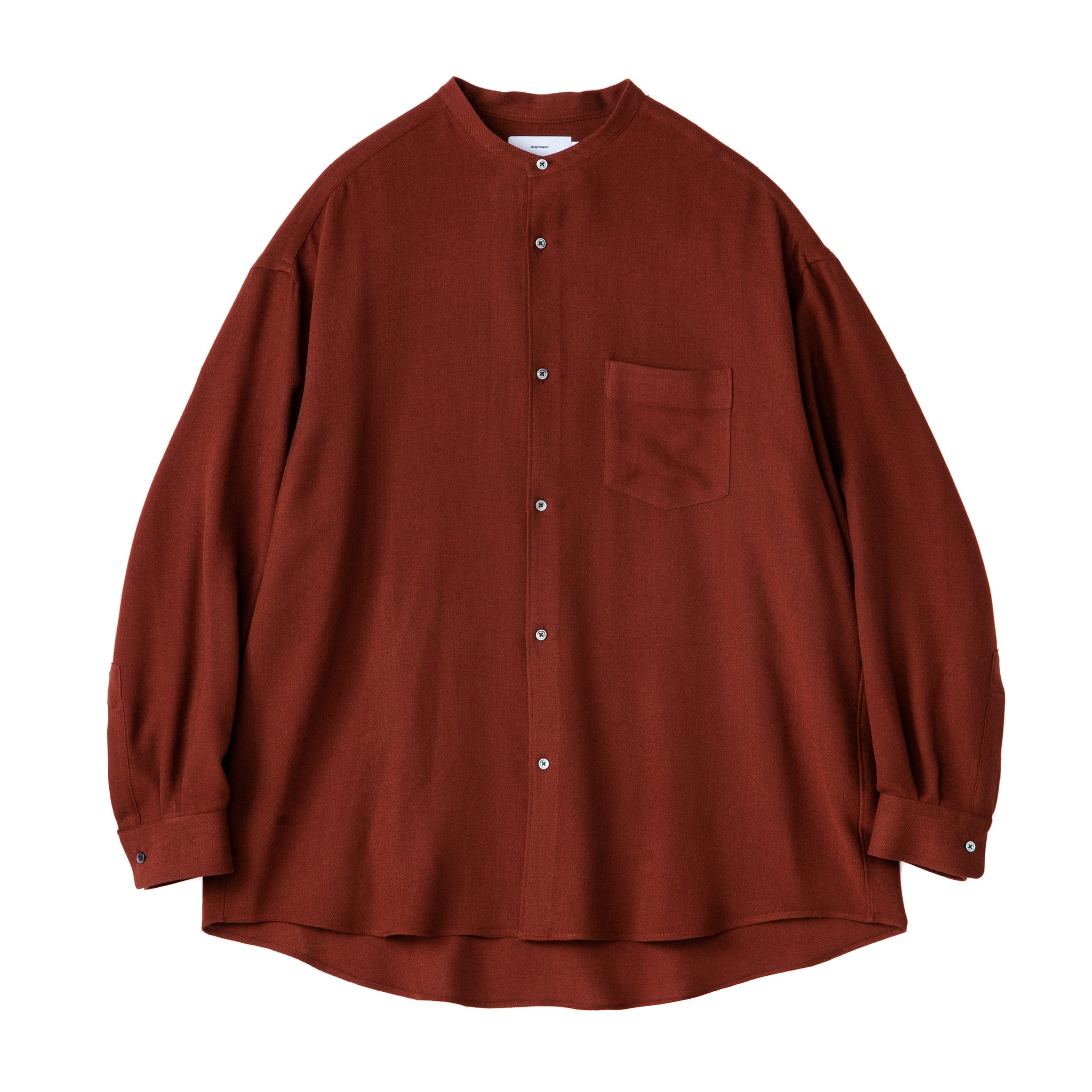 Viscose Wool Viyella Oversized Band Collar Shirt – Graphpaper  KYOTO｜グラフペーパー京都 オンラインストア