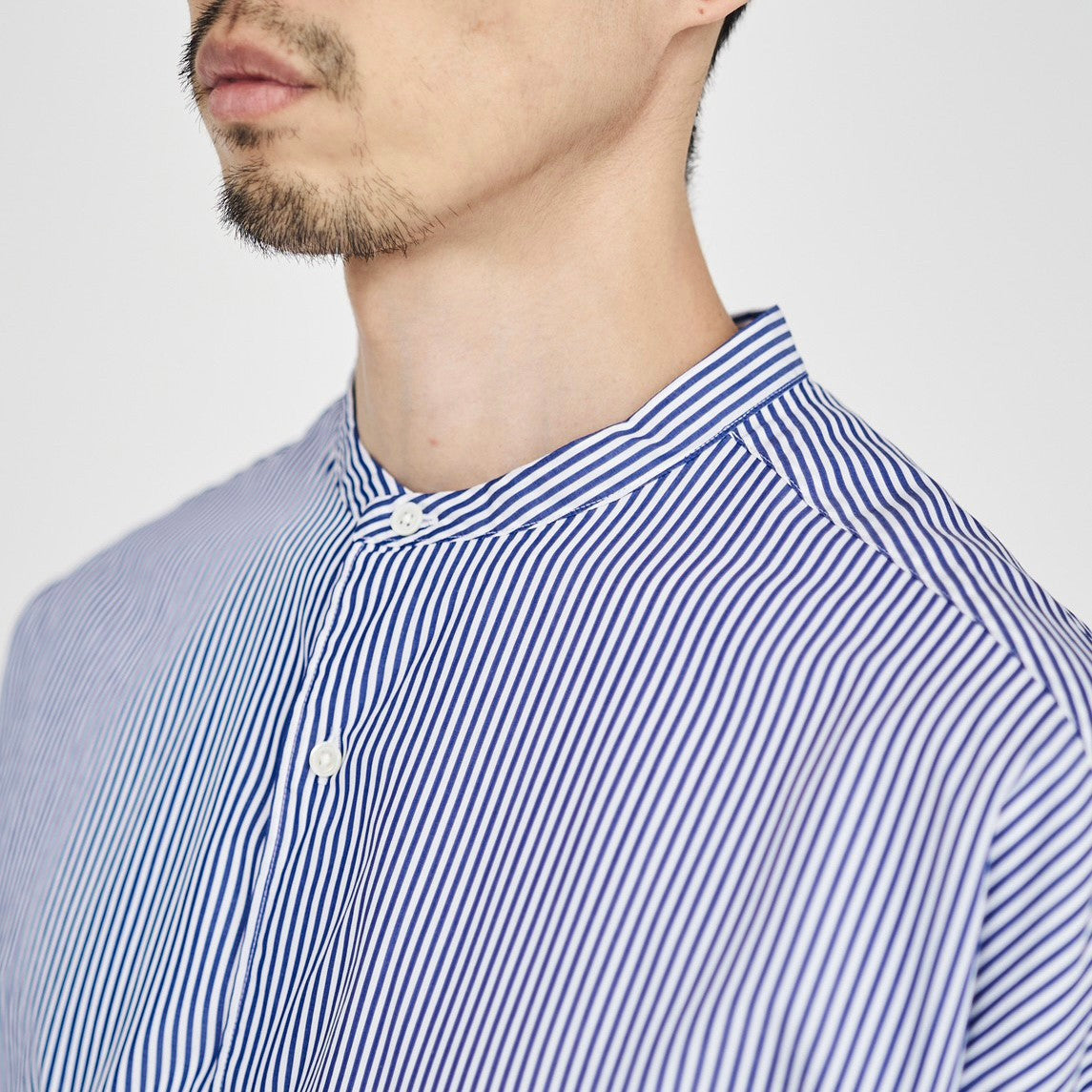 サイズFHighCountBroad Stripe BandCollar Shirt - シャツ