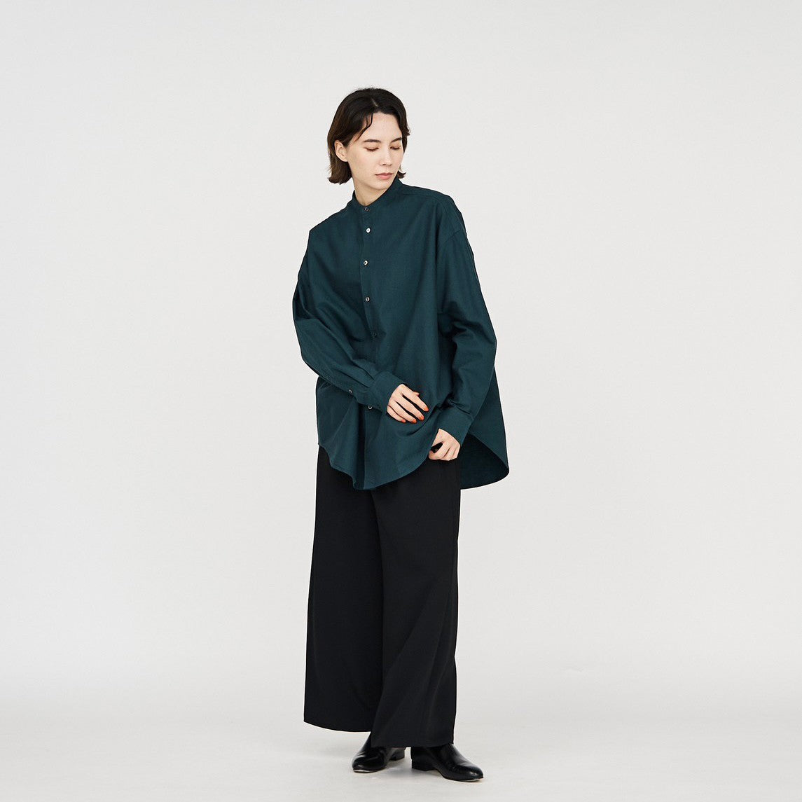 [COLLECTION] Women's Oxford Oversized Band Collar Shirt