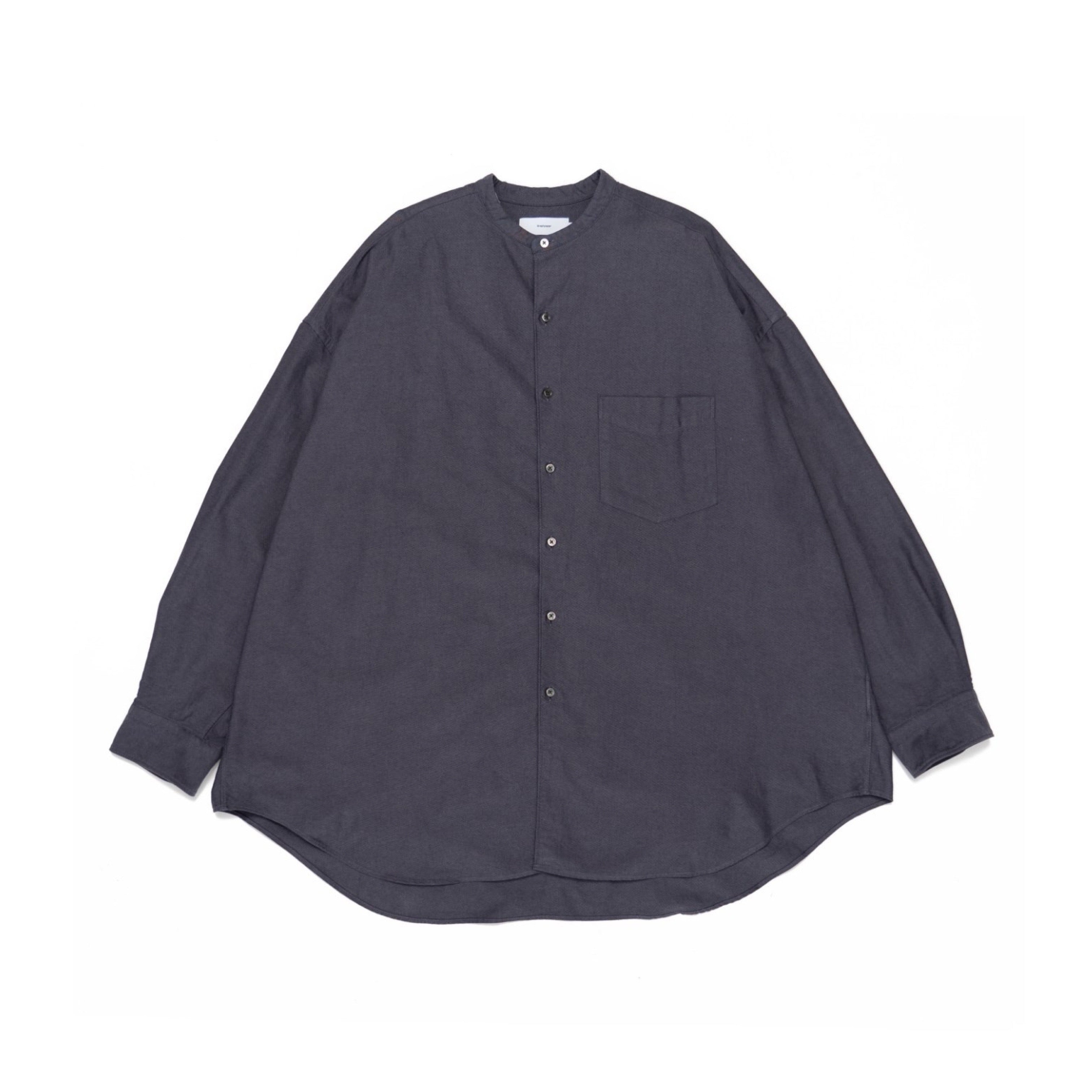 holk BAND COLLER SHIRT グレー サイズ2 holk/BAND COLLER SHIRT (GINGHAM CHECK)