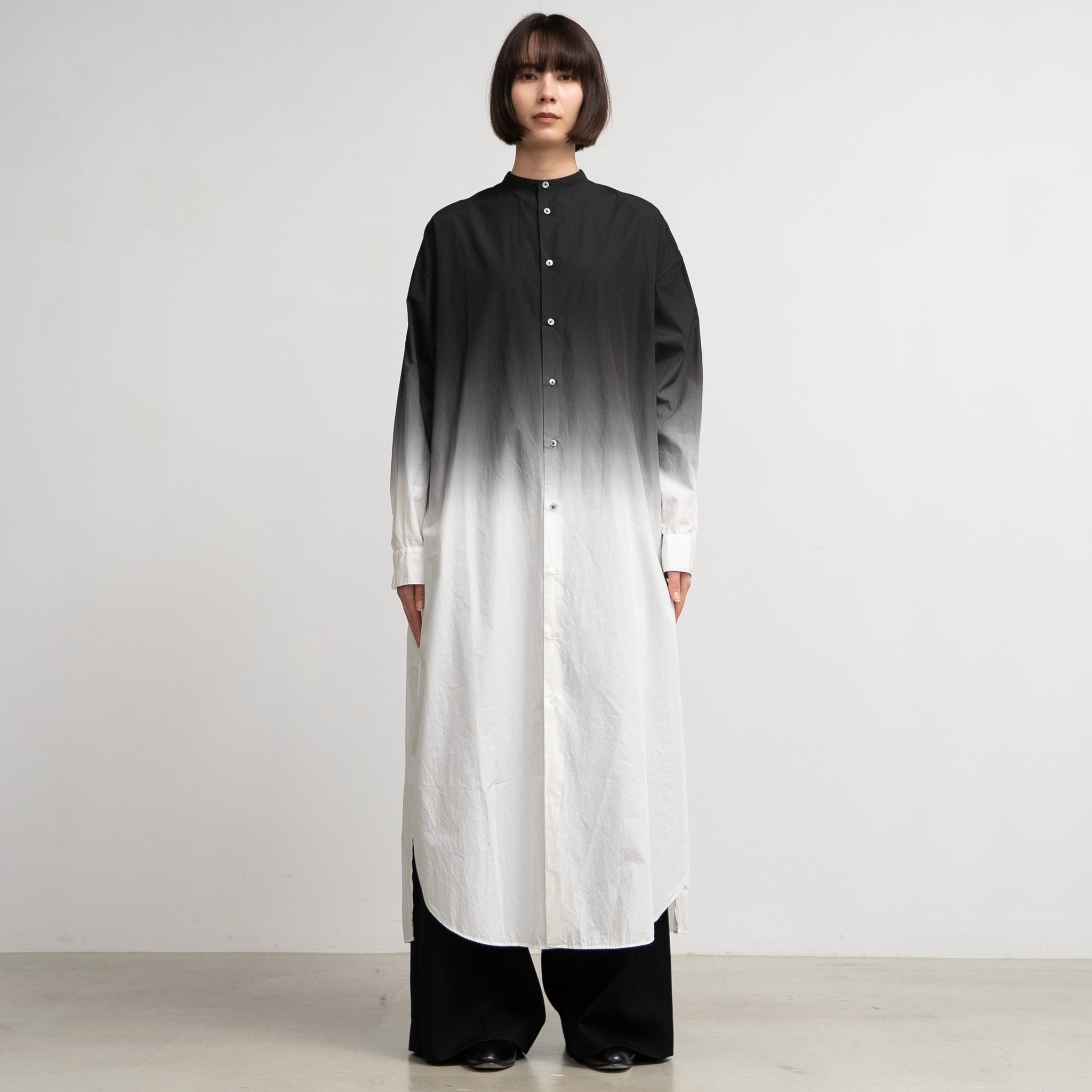 [COLLECTION] Broad Band Collar Oversized Shirt Dress
