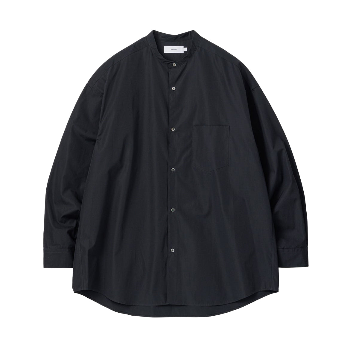 High Count Band Collar Round Cut Oversized Shirt