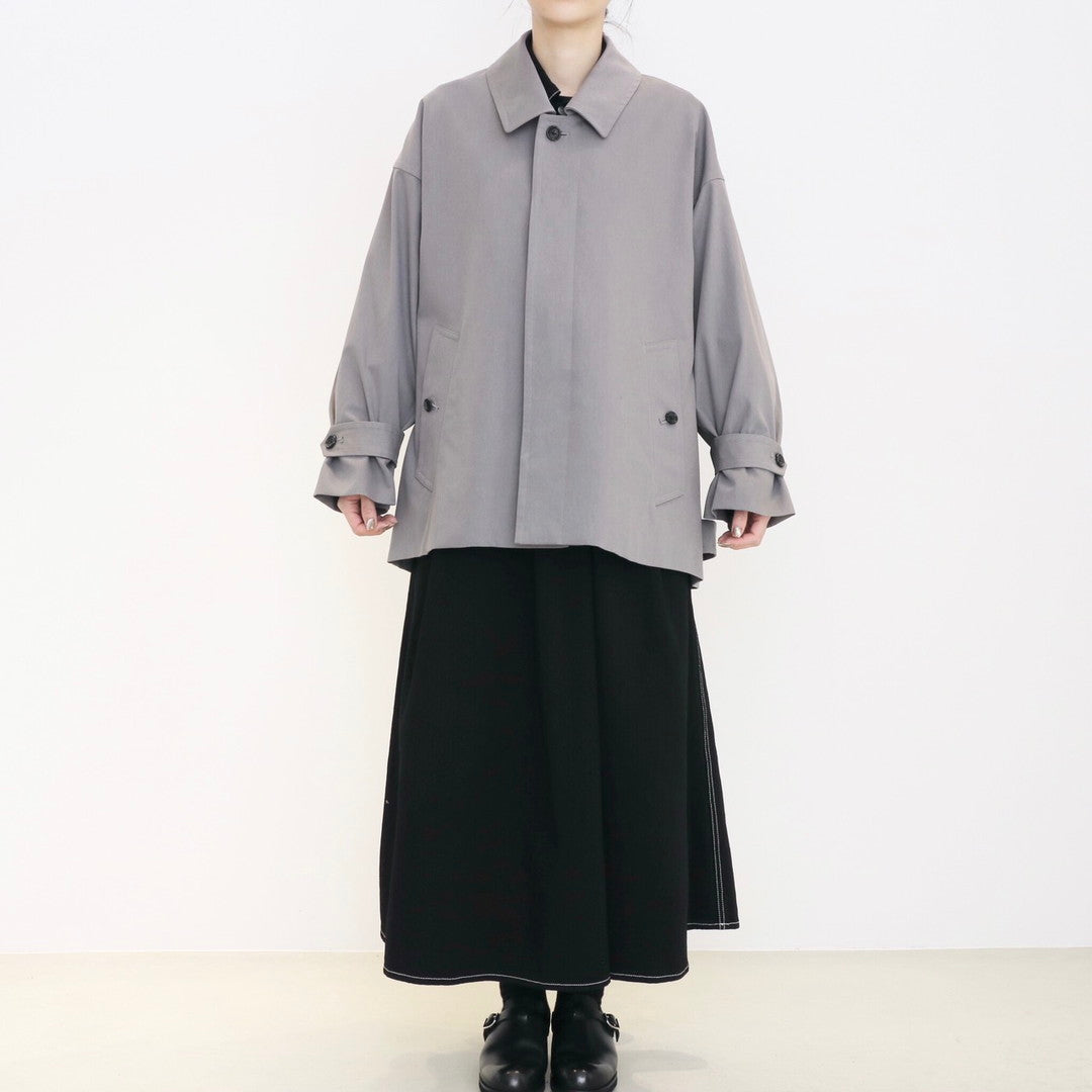 Voile Gabardine Soutien Collar Short Coat