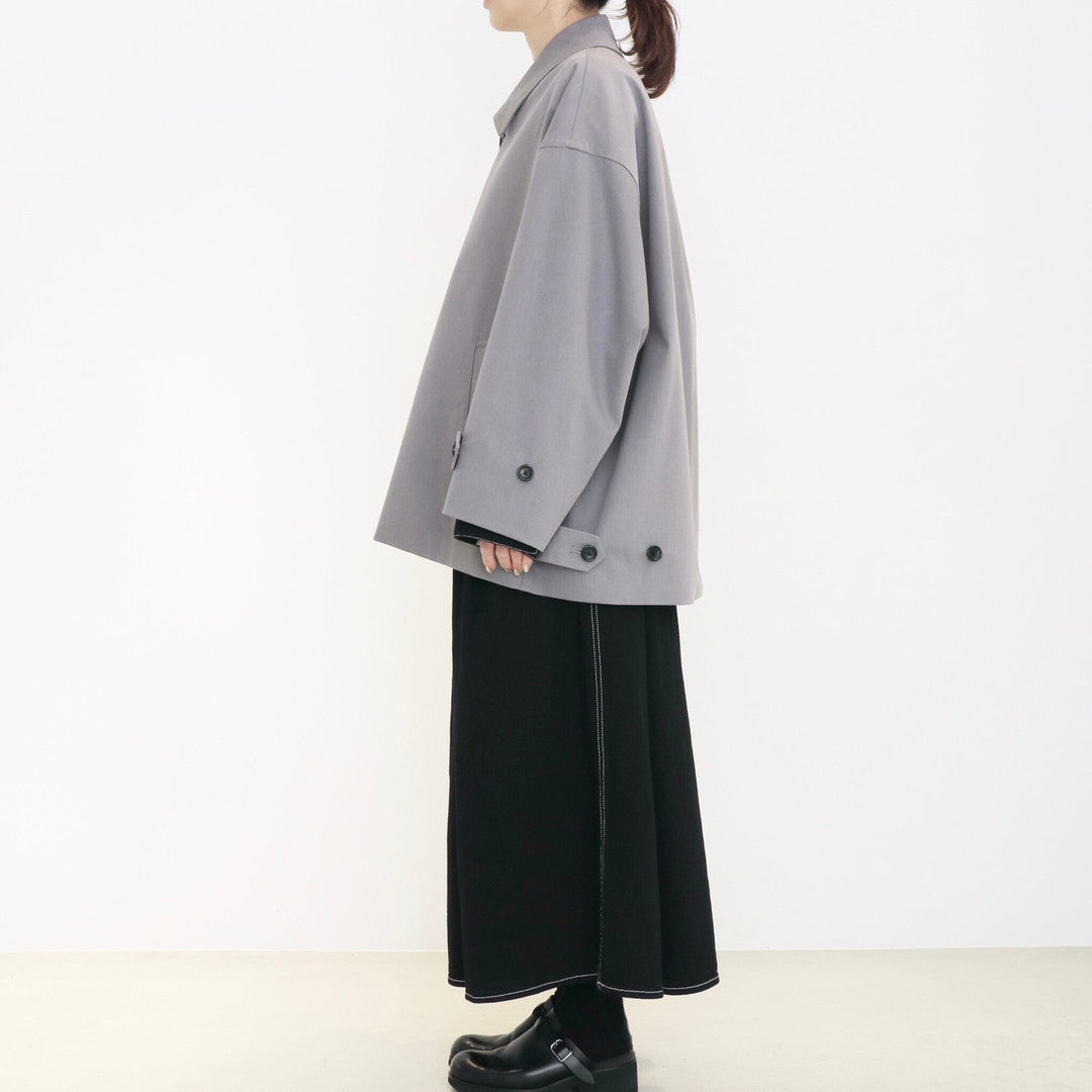 Voile Gabardine Soutien Collar Short Coat